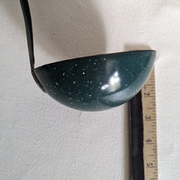 Vtg Graniteware Green Ladle & Spoon Lot Enamel Rare Rustic B2 - Picture 8 of 10
